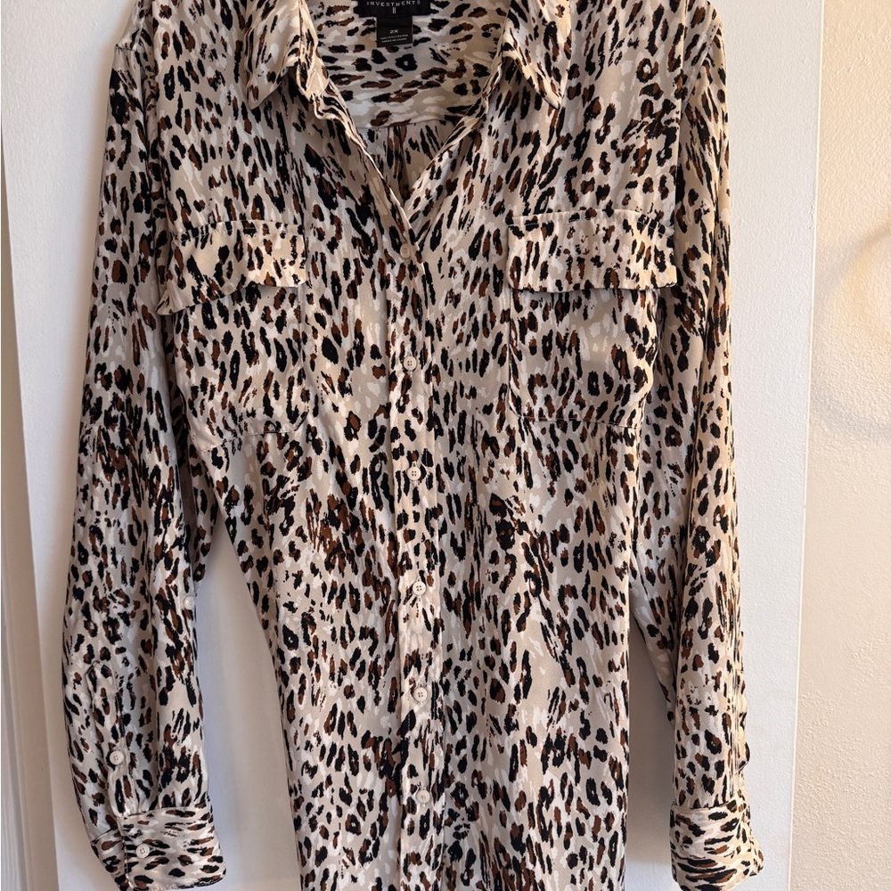 Leopard Print Button-Up Blouse